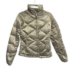 The North Face Aconcagua Puffer Jacket Olive Green Quilted Down Coat XS